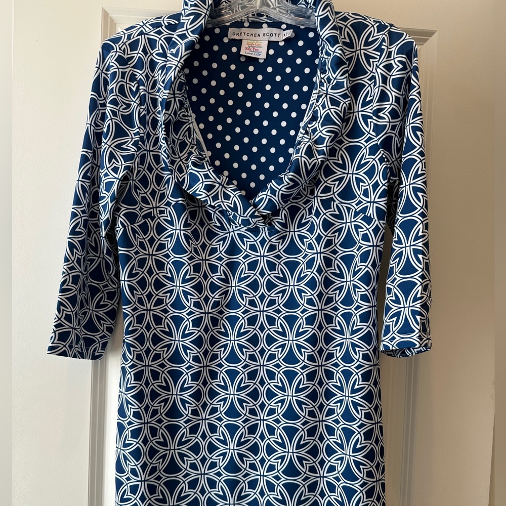 Gretchen Scott Ruffle neck dress size medium